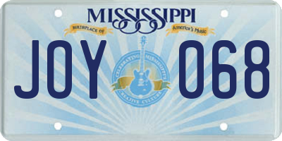 MS license plate JOY068