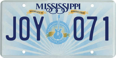 MS license plate JOY071