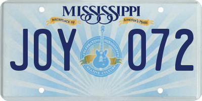 MS license plate JOY072