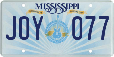MS license plate JOY077