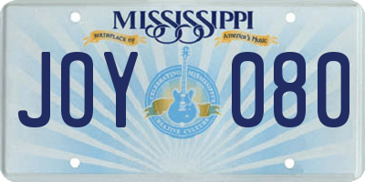 MS license plate JOY080