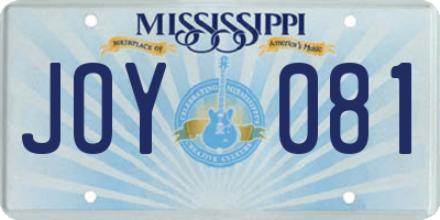 MS license plate JOY081