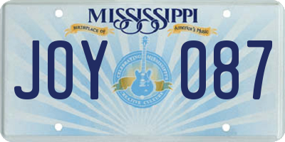 MS license plate JOY087