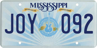 MS license plate JOY092