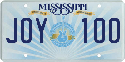 MS license plate JOY100