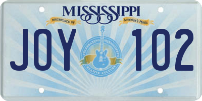 MS license plate JOY102