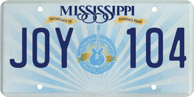 MS license plate JOY104