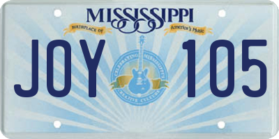 MS license plate JOY105