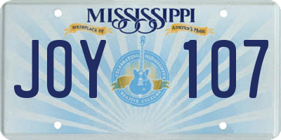 MS license plate JOY107