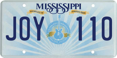 MS license plate JOY110