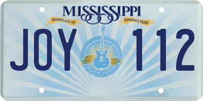 MS license plate JOY112