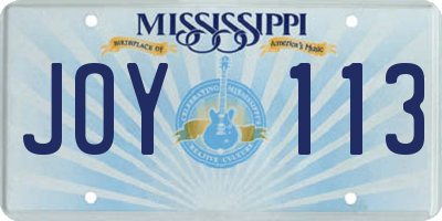 MS license plate JOY113