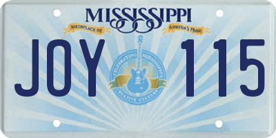 MS license plate JOY115