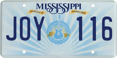 MS license plate JOY116