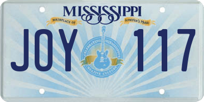 MS license plate JOY117
