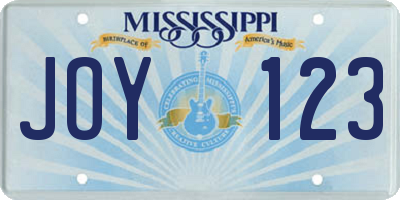 MS license plate JOY123