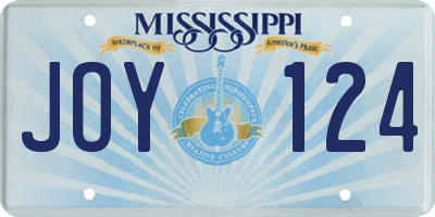 MS license plate JOY124