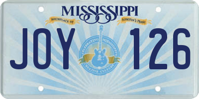 MS license plate JOY126
