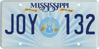 MS license plate JOY132