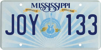 MS license plate JOY133