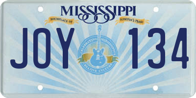 MS license plate JOY134