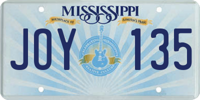 MS license plate JOY135