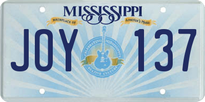 MS license plate JOY137