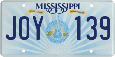 MS license plate JOY139