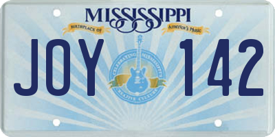 MS license plate JOY142