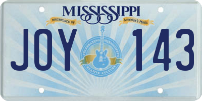MS license plate JOY143