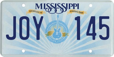 MS license plate JOY145
