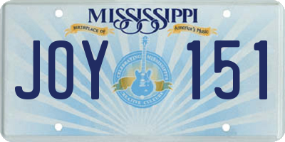 MS license plate JOY151