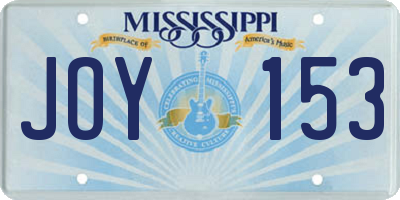 MS license plate JOY153