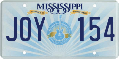 MS license plate JOY154