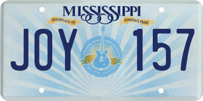 MS license plate JOY157