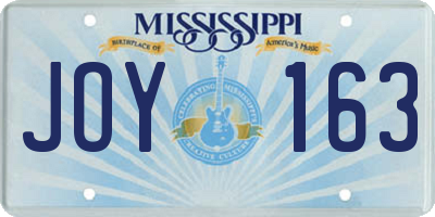 MS license plate JOY163