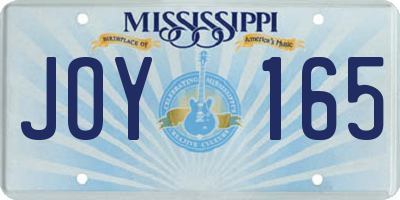 MS license plate JOY165