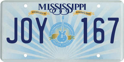 MS license plate JOY167