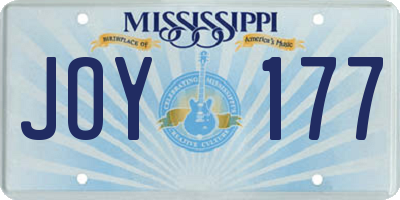 MS license plate JOY177