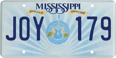 MS license plate JOY179