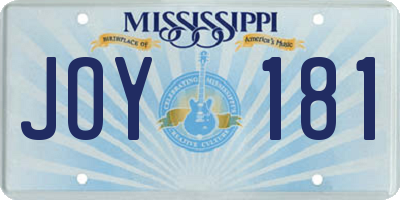 MS license plate JOY181