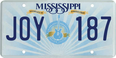 MS license plate JOY187