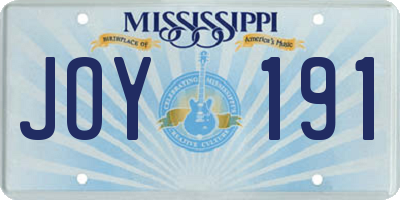 MS license plate JOY191