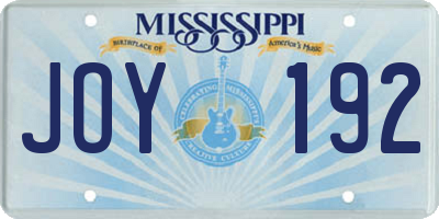 MS license plate JOY192