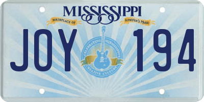 MS license plate JOY194