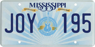 MS license plate JOY195