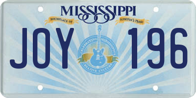 MS license plate JOY196