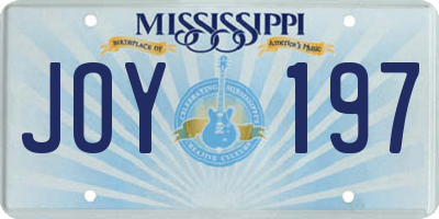 MS license plate JOY197