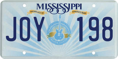 MS license plate JOY198