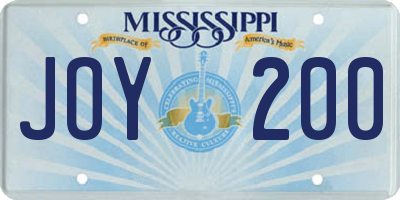 MS license plate JOY200